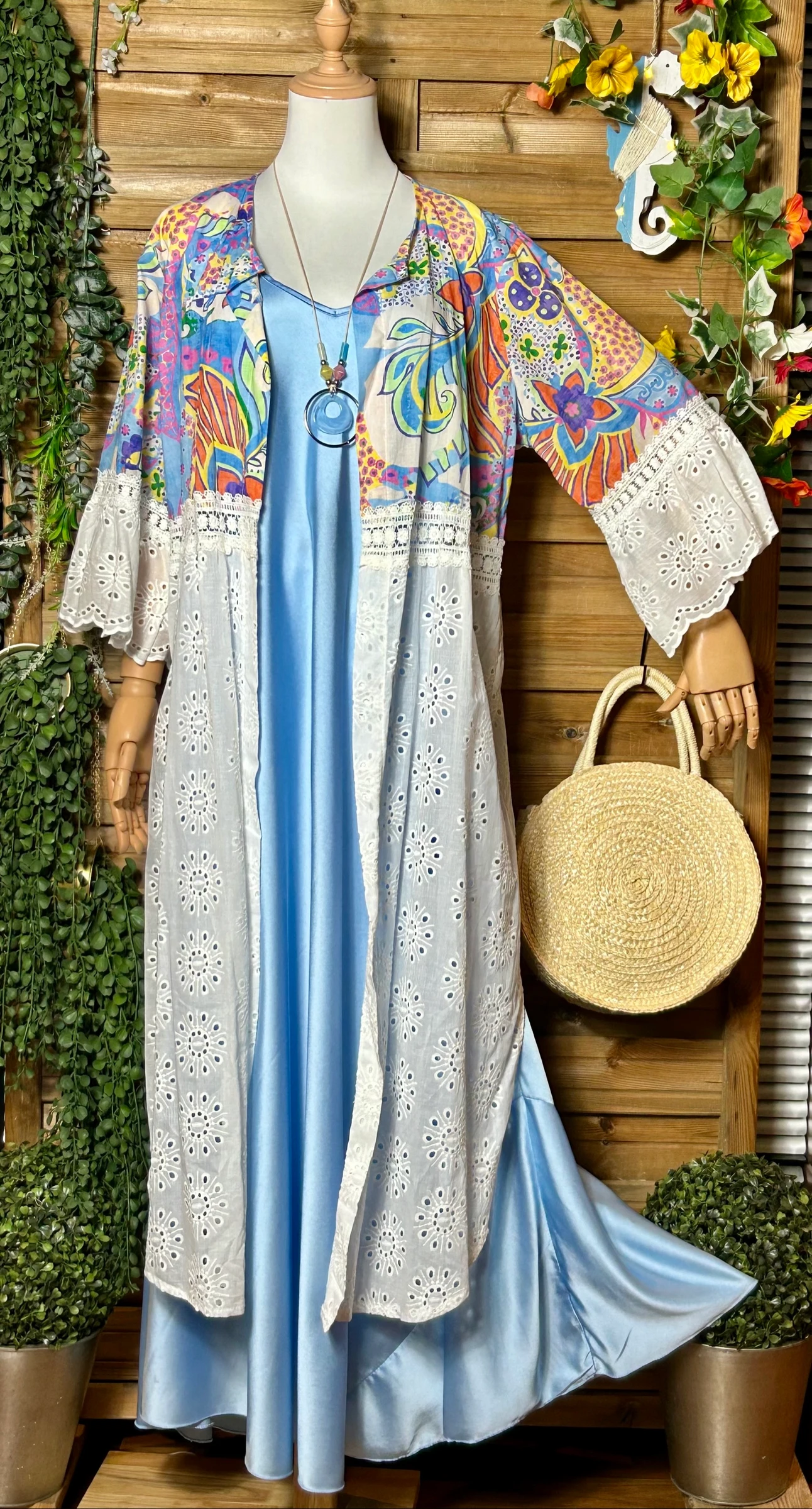 Kaftan de luxe Pink Blue